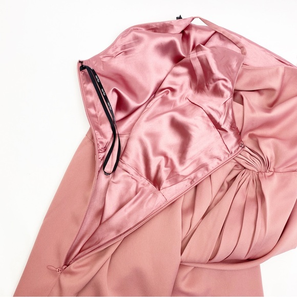 City Chic One Shoulder Sensual Satin Evening Tulip Hem Dress: Baby Blush Pink - Picture 5 of 10